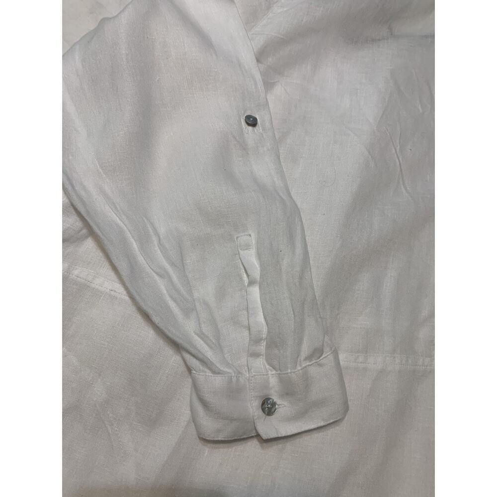 J Jill Love linen White Shirt dress 3x Pockets Roll Tab Sleeve Beach Resort - Picture 10 of 13